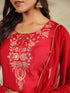 Maroon Chanderi Embroidered Straight Kurta Set